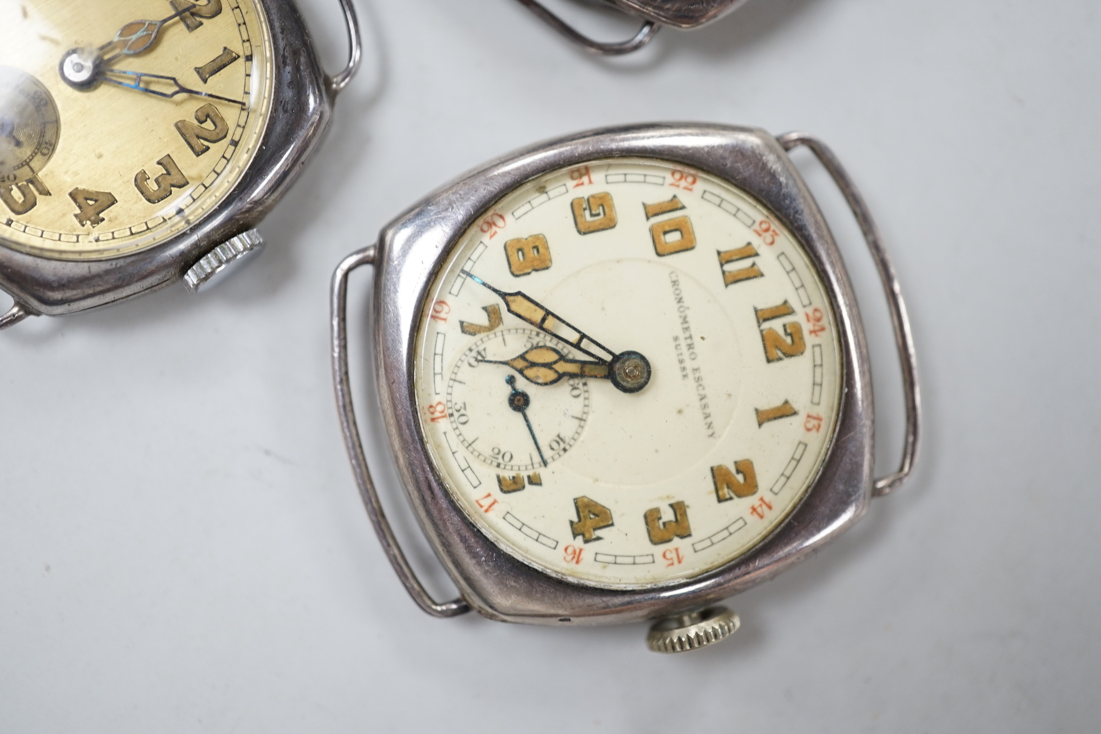 Six assorted gentleman's early to mid 20th century manual wind wrist watches, including 9ct gold Rotary and 9ct gold Rone Seven.